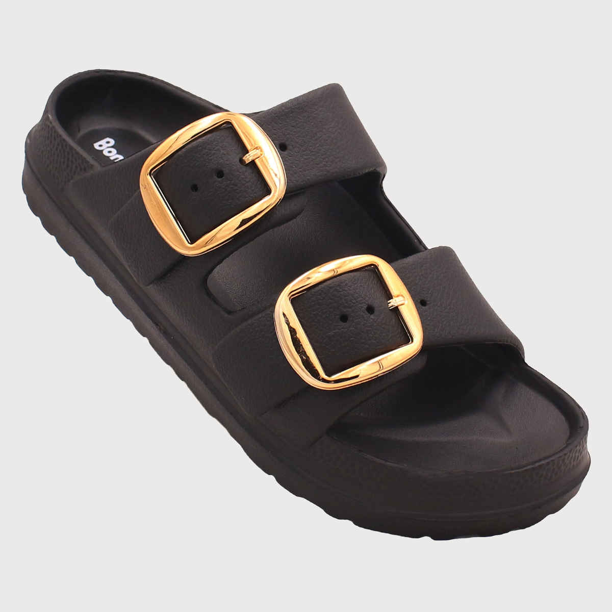 Bonkerz Ladies Double Strap Slippers SWL-3121 Black - UK 5