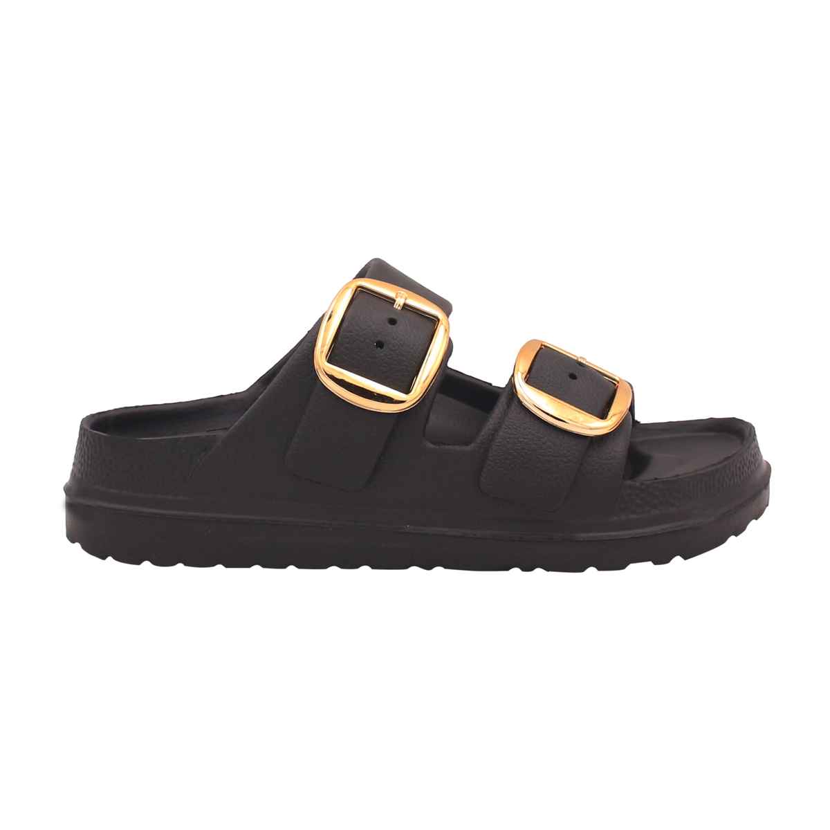 Bonkerz Ladies Double Strap Slippers SWL-3121 Black - UK 8