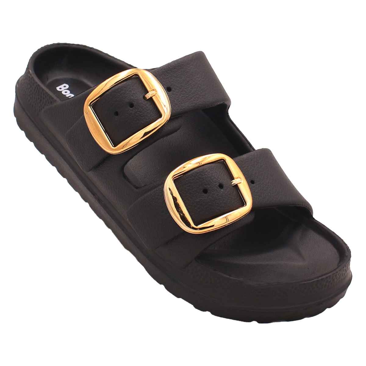 Bonkerz Ladies Double Strap Slippers SWL-3121 Black - UK 8