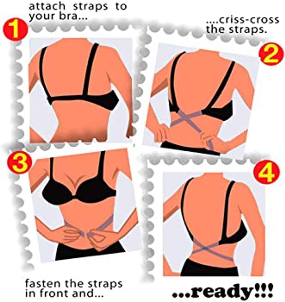 PLUMBURY Women's Adjustable Low Back Bra Strap Convertor/Extender 2 & 3 Hook - Free Size