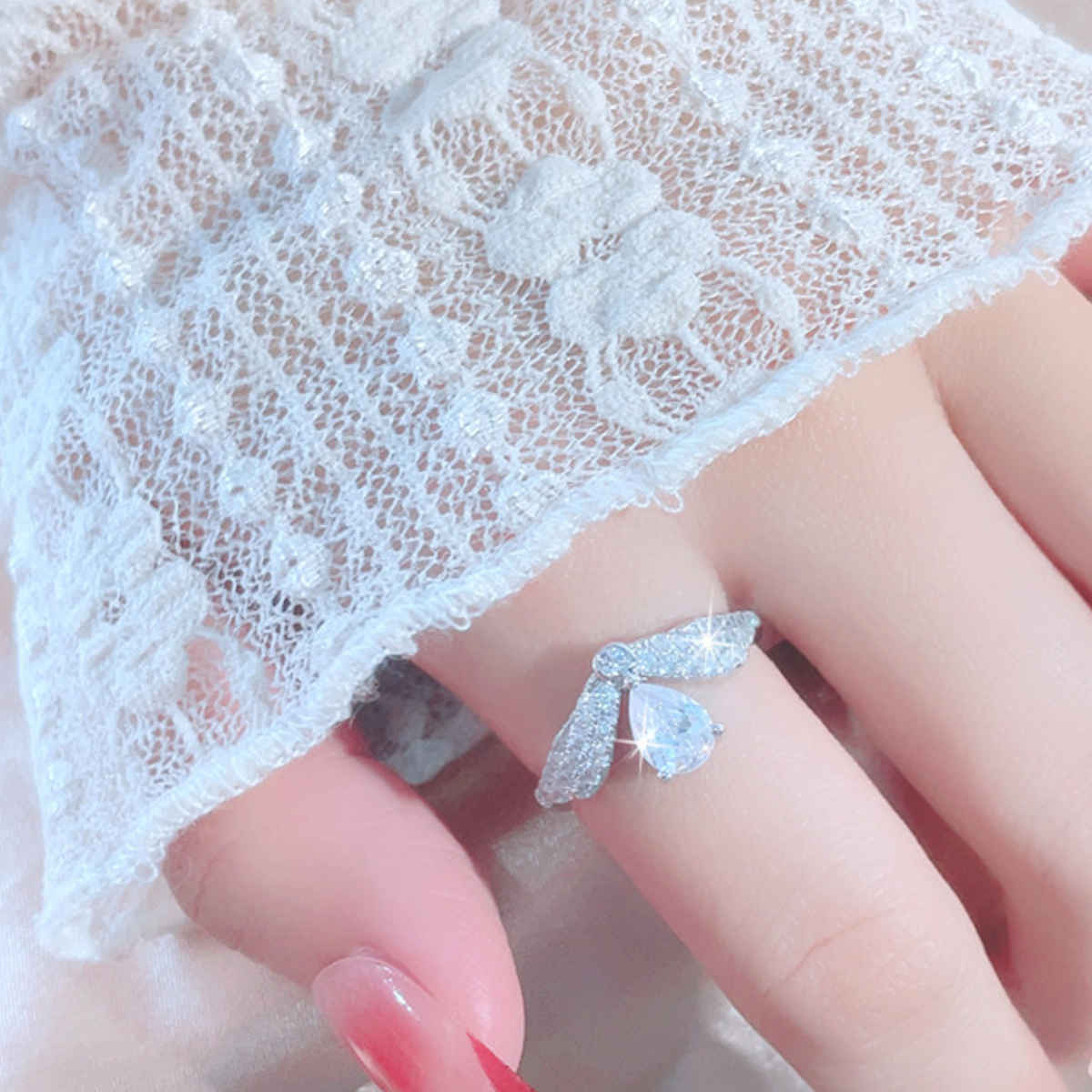 Beautynx Diamond Bow Spark Ring | Silver | BNX-RNG-0580