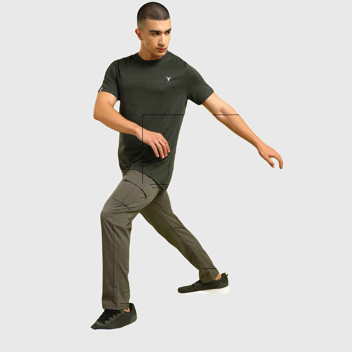 Technosport Men Poly Solid Relax Fit Sports Cargo Trackpants with TS FLEXI | Beetle | XL