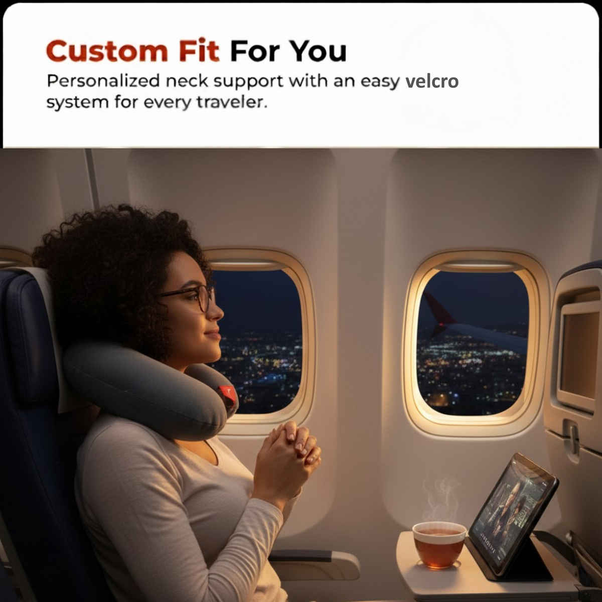 Trajectory Unisex Solid Polyester Neck Pillow | Grey - One Size