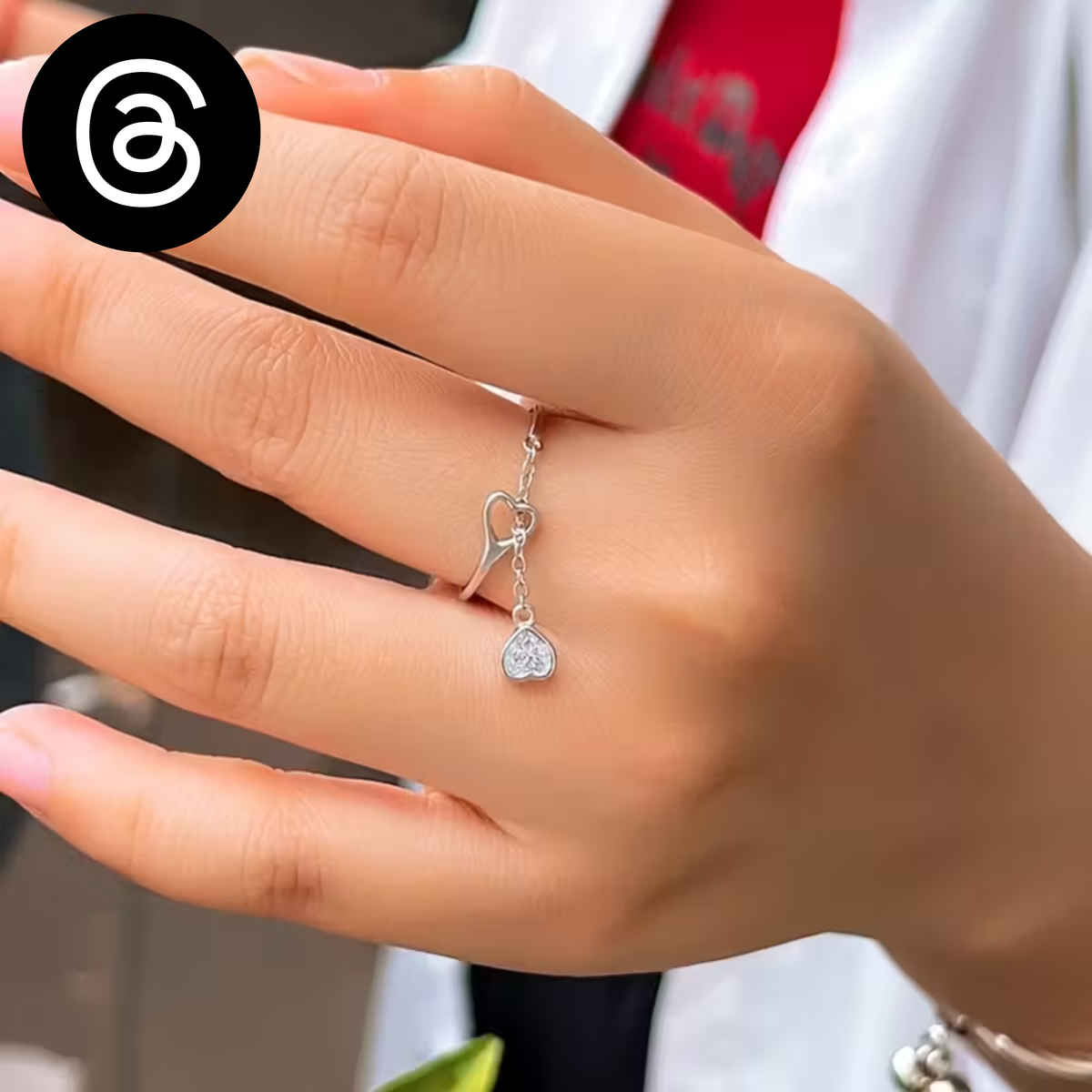 BeautyNX Heart Dangle Silver Ring | Silver | BNX-RNG-0019