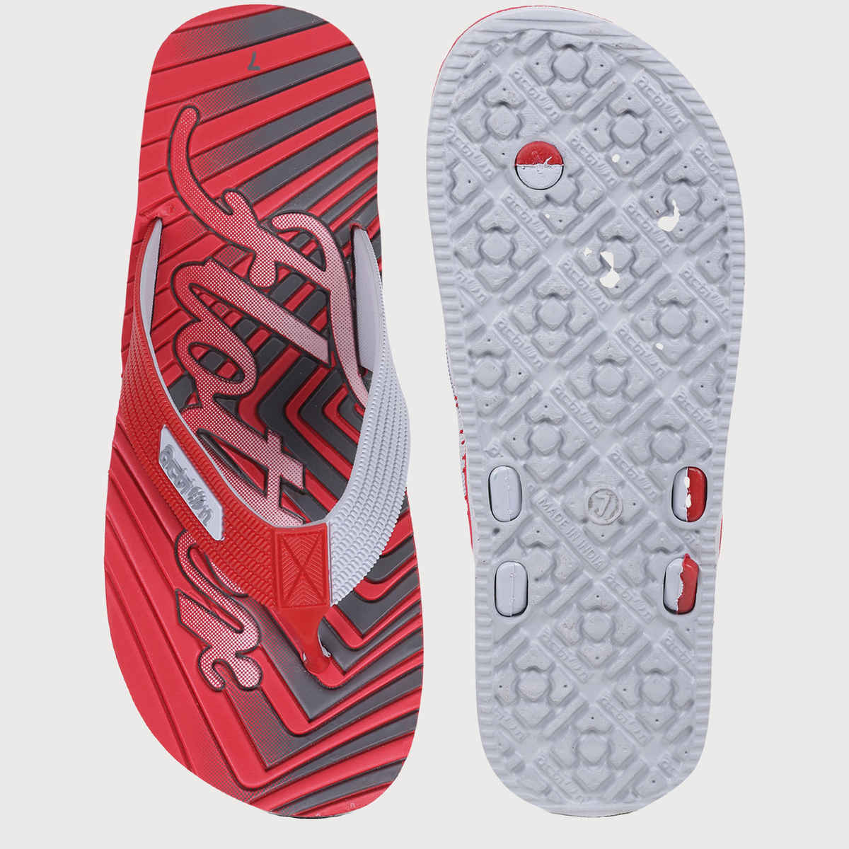 Action Eva Flotter Mens Slippers | Uk | 7 | Light Grey Red