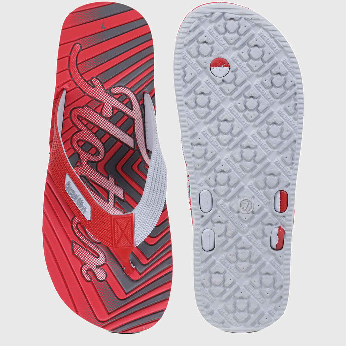 Action Eva Flotter Mens Slippers | Uk | 6 | Light Grey Red