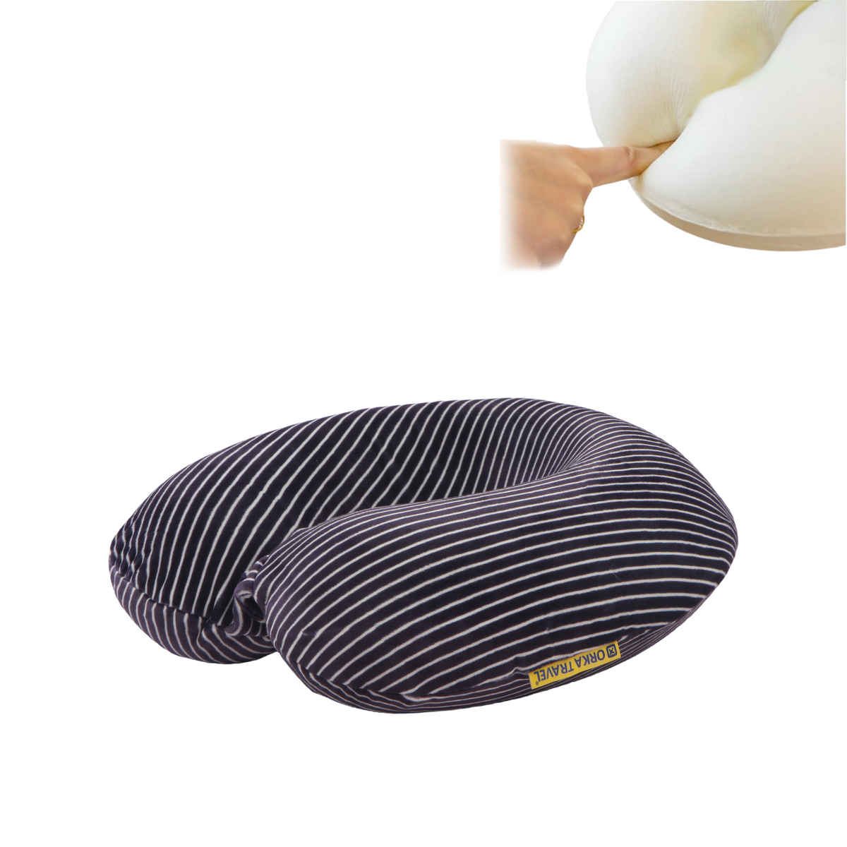 ORKA Unisex Solid Stripe Supersoft Neck Pillow | Black - One Size