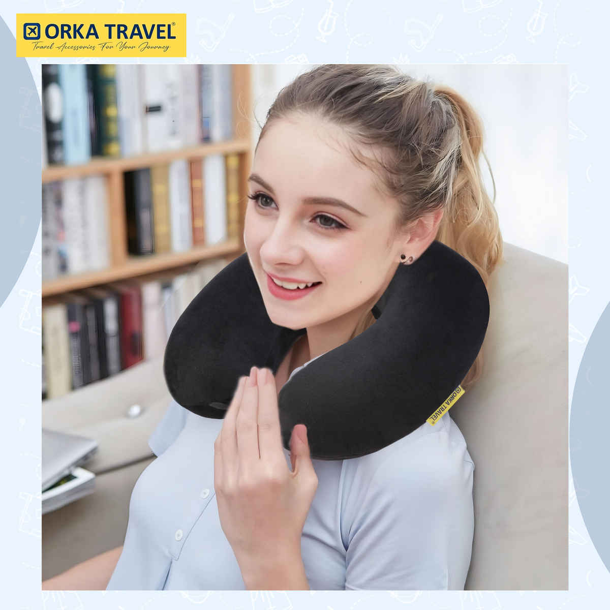ORKA Unisex Solid Supersoft Neck Pillow | Black - One Size