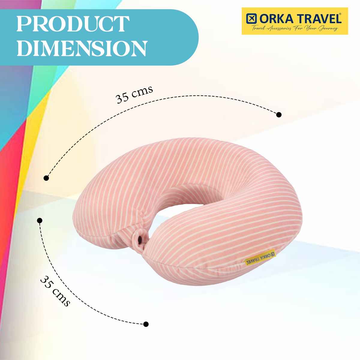 ORKA Unisex Solid Stripe Supersoft Neck Pillow | Peach - One Size