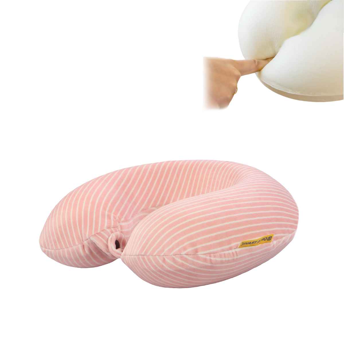 ORKA Unisex Solid Stripe Supersoft Neck Pillow | Peach - One Size