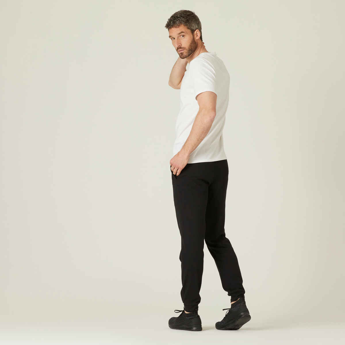 Decathlon Domyos Men Cotton Fitness Trackpants | Black | L