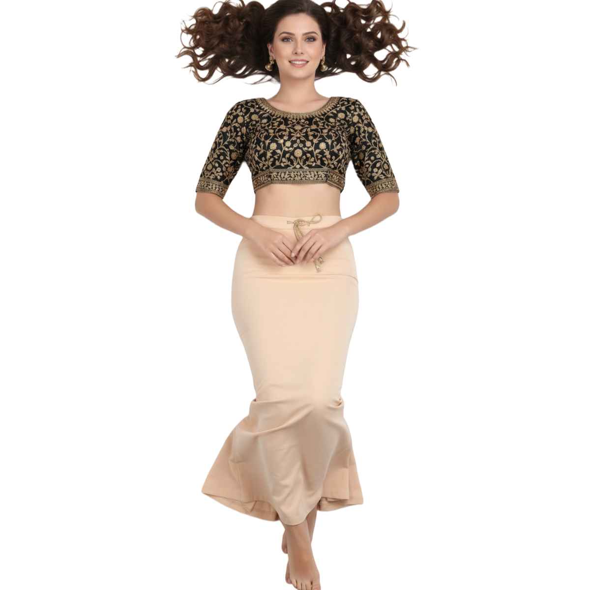 Dunberry London Women Seamless Saree Shapewear | Mermaid Fit With Drawstring | Skin-Plus Size