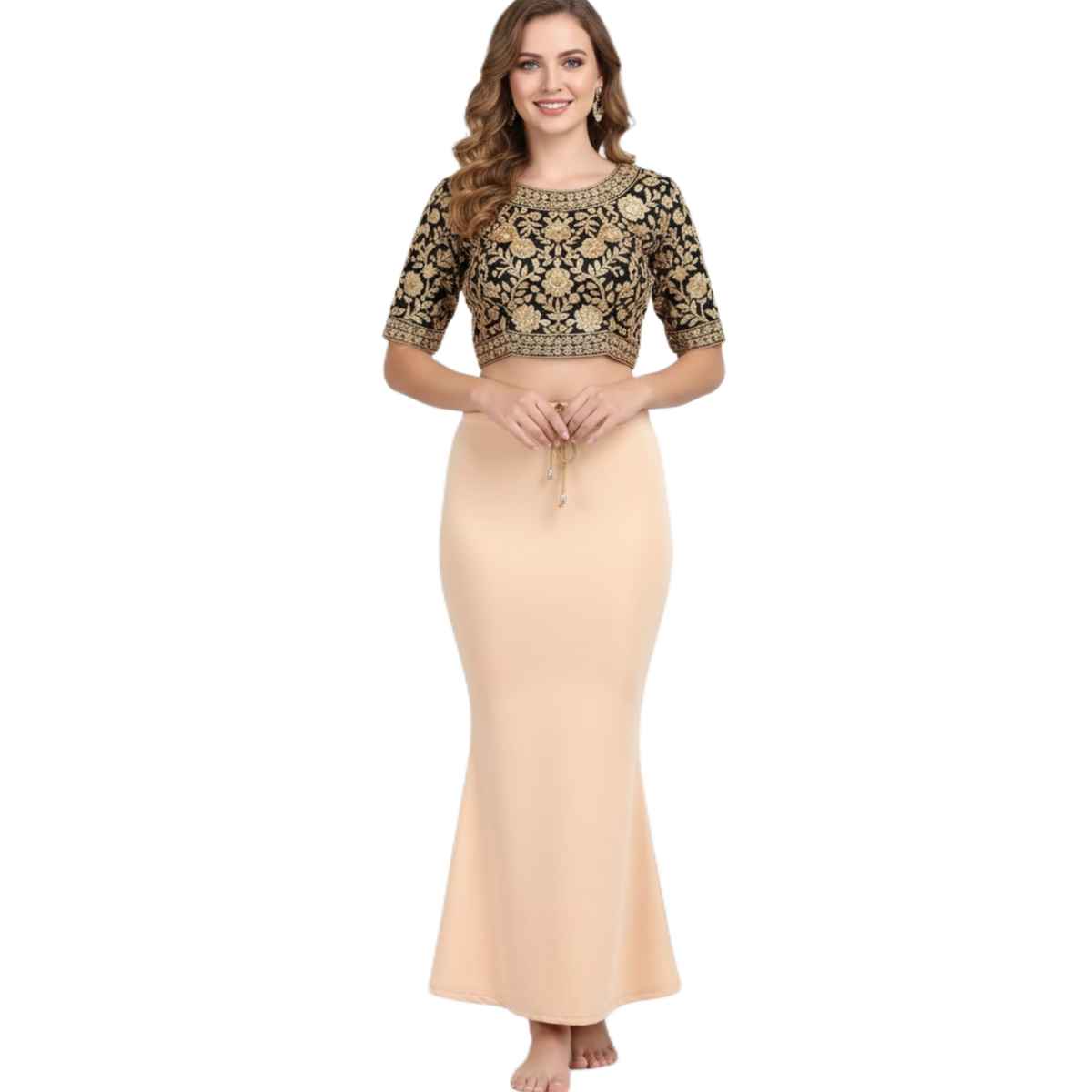 Dunberry London Women Seamless Saree Shapewear | Mermaid Fit With Drawstring | Skin-Plus Size