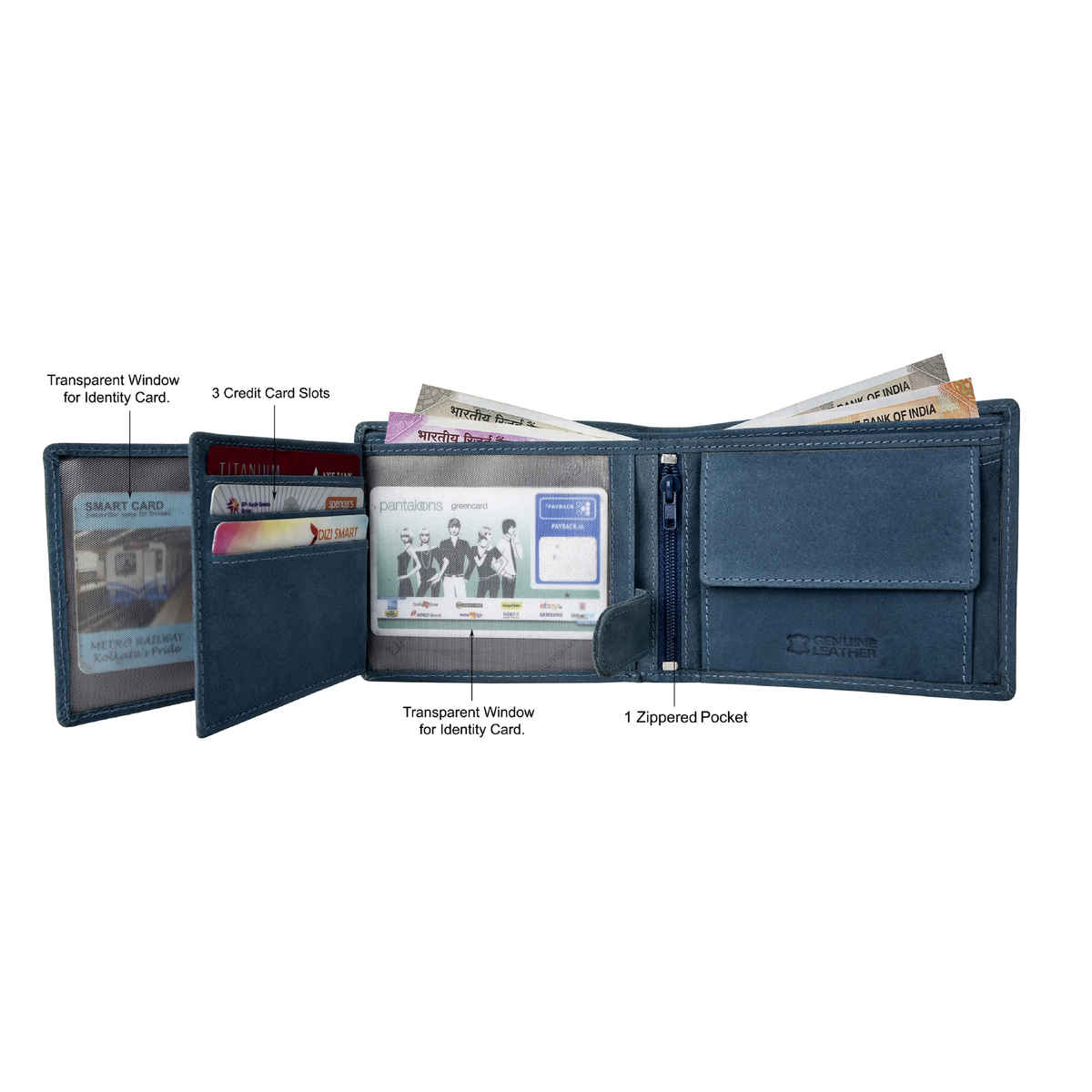 Urban Forest Men's Leo Vintage Leather Wallet | Blue