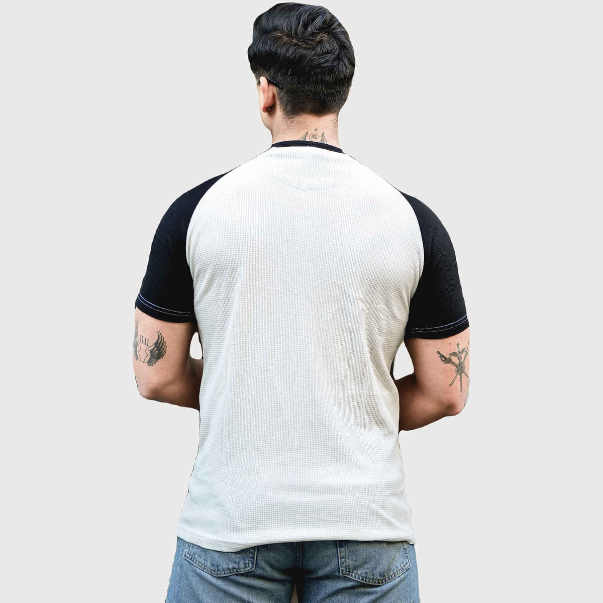 Gritstones Men s Waffle Colorblock Raglan Half sleeve T-shirt | XL