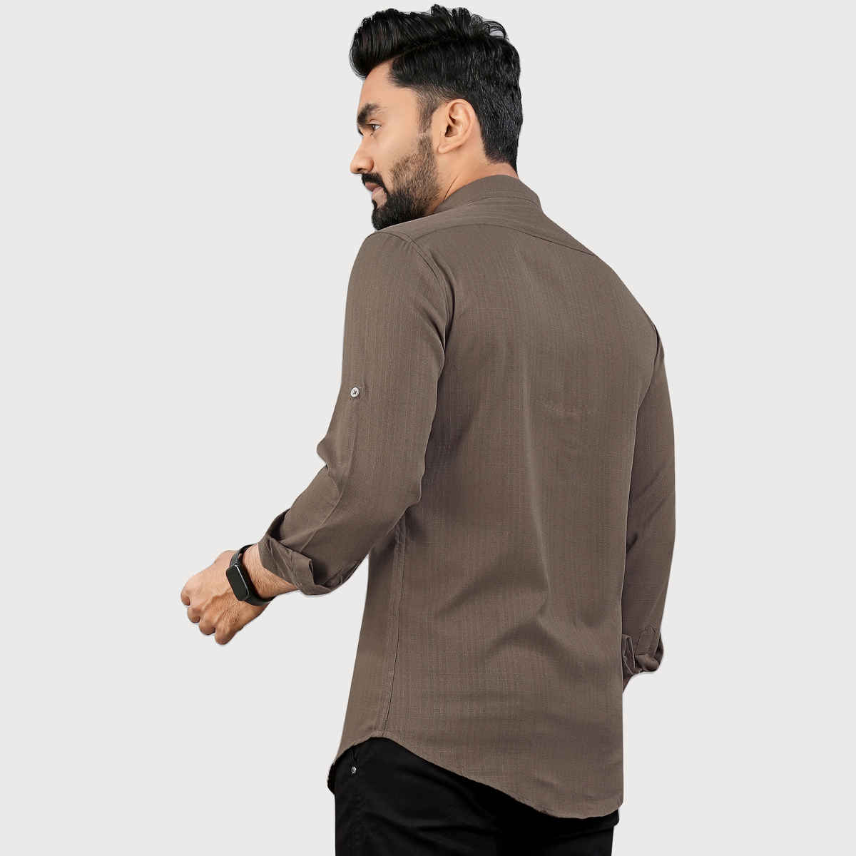 Allan Peter Men's Plain Short Kurta - Brown | XXL