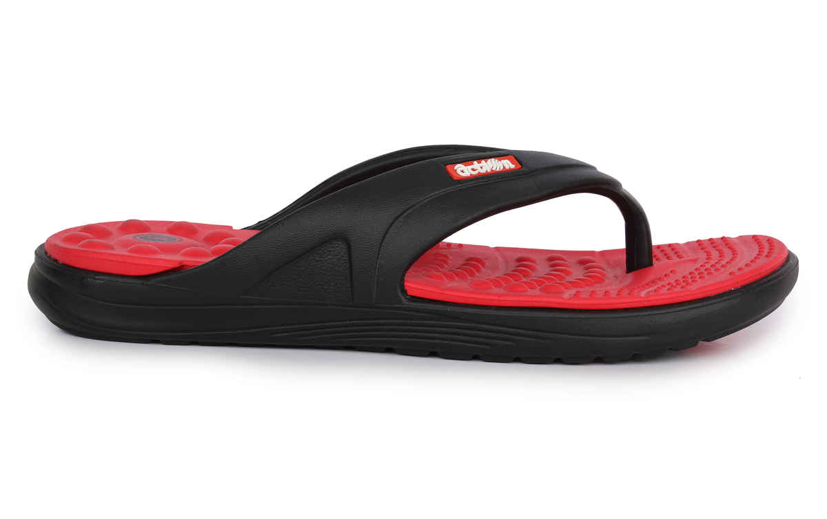 Action Slipper For Men | Hran-24 Black-Red - UK-9