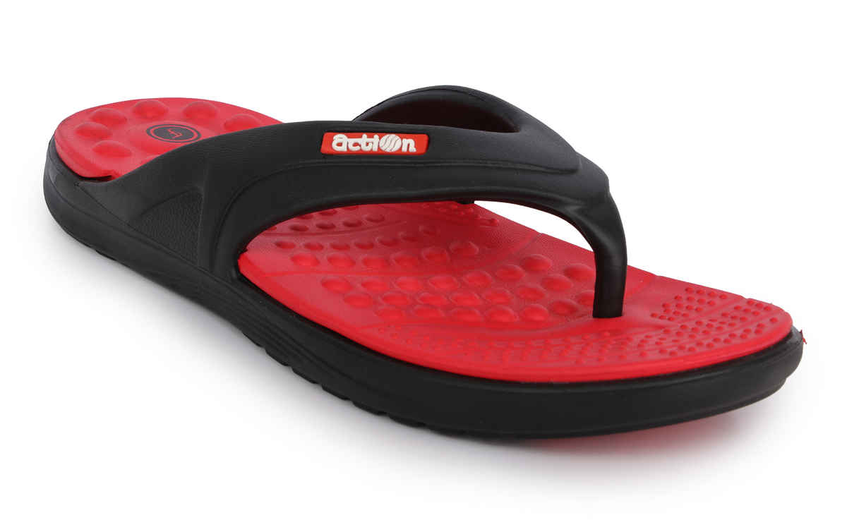 Action Slipper For Men | Hran-24 Black-Red - UK-6