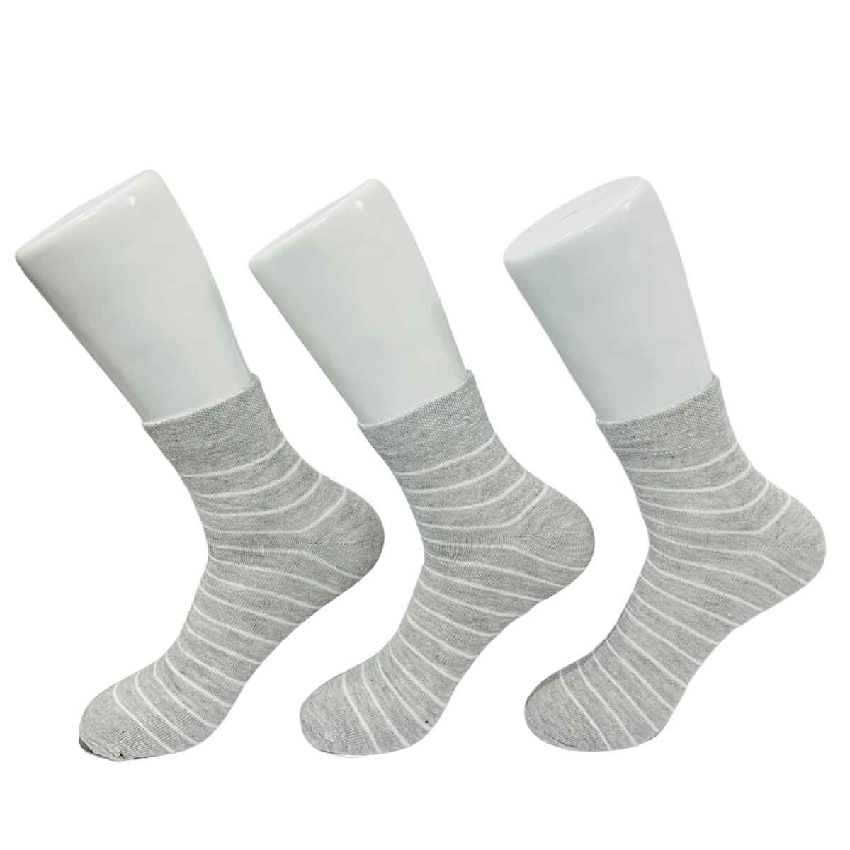 Royal Mart Unisex Striped Cotton Blend Ankle Length Socks | Light Grey - Free Size
