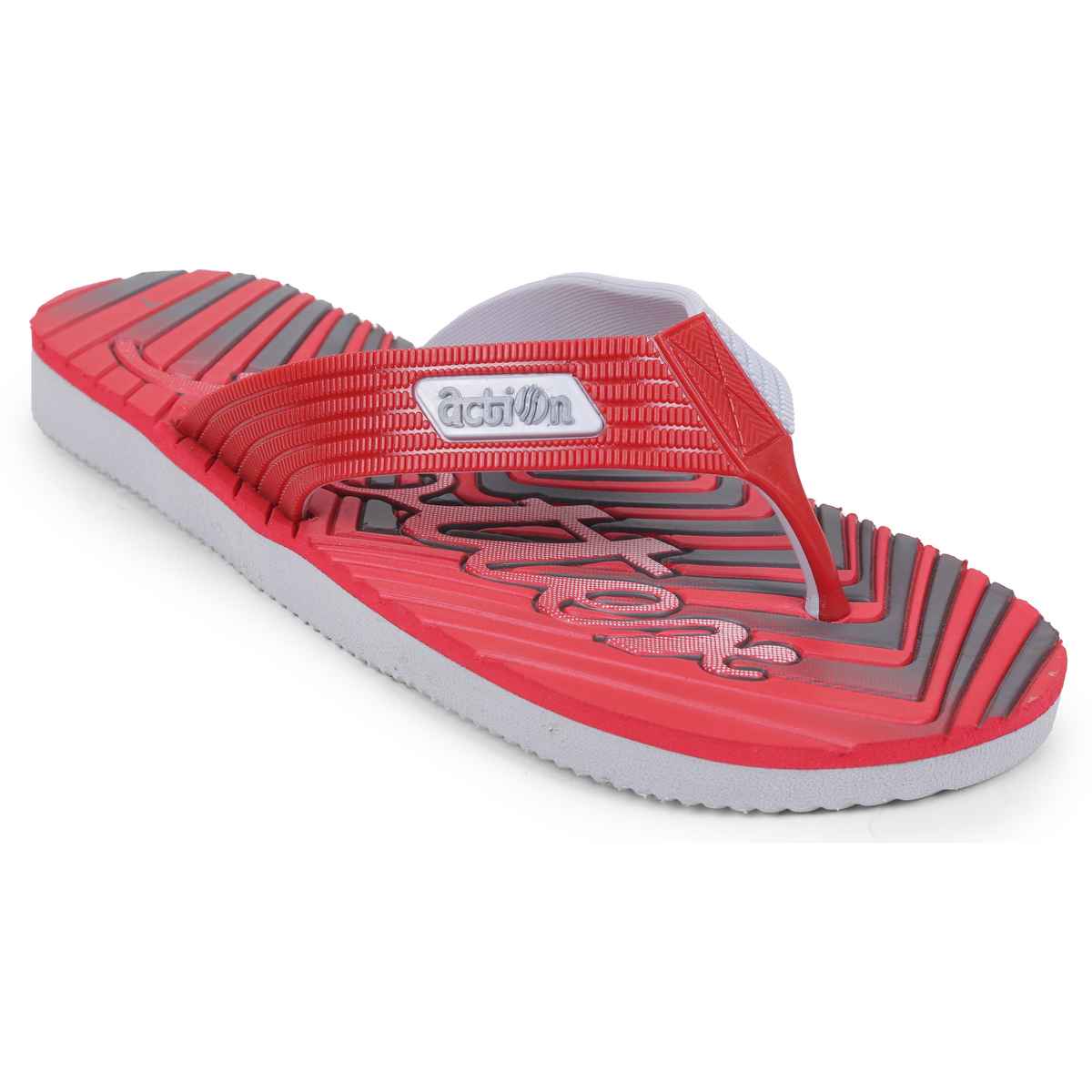 Action Eva Flotter Mens Slippers | Uk | 6 | Light Grey Red