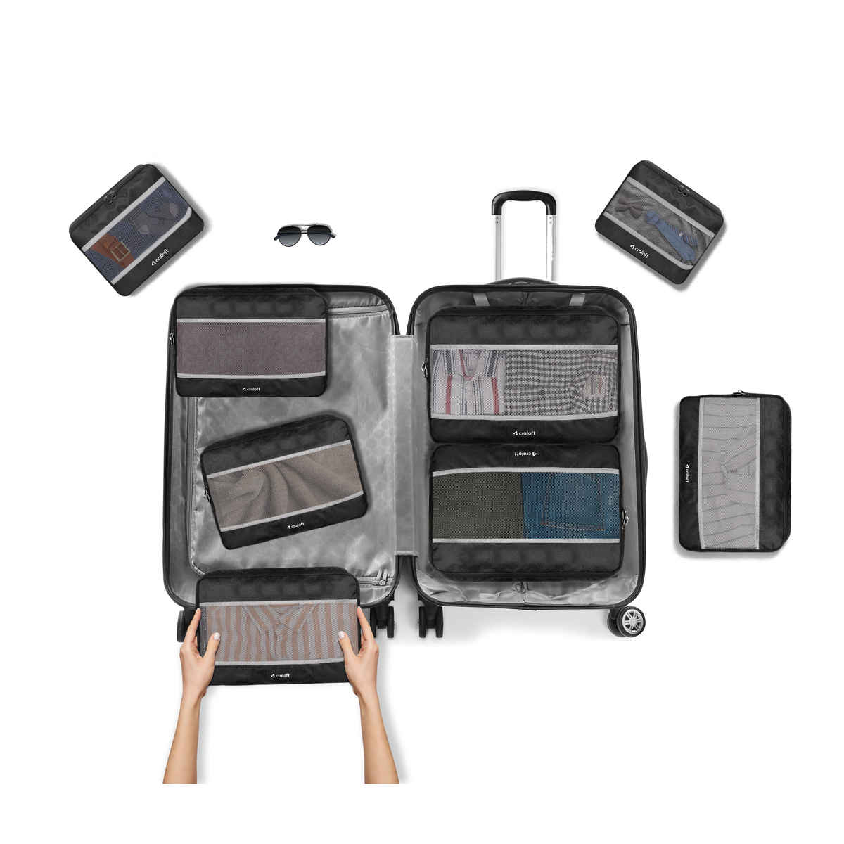 Craloft Packing Cubes Travel Organizer, Essentials Bag Pouches for Men and Women (2L, 4M, 2S)