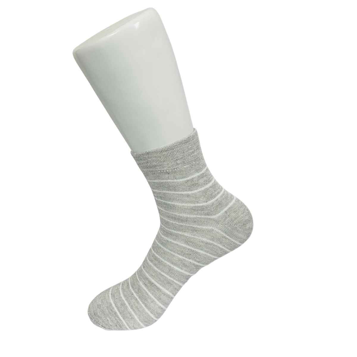 Royal Mart Unisex Striped Cotton Blend Ankle Length Socks | Light Grey - Free Size