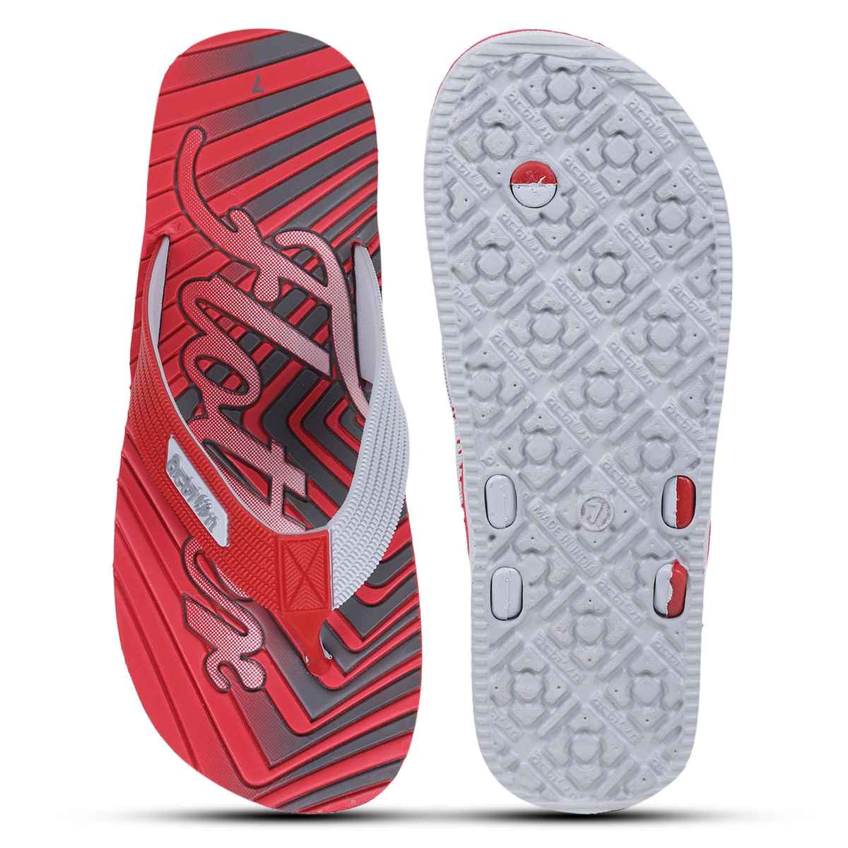 Action Eva Flotter Mens Slippers | Uk | 8 | Light Grey Red