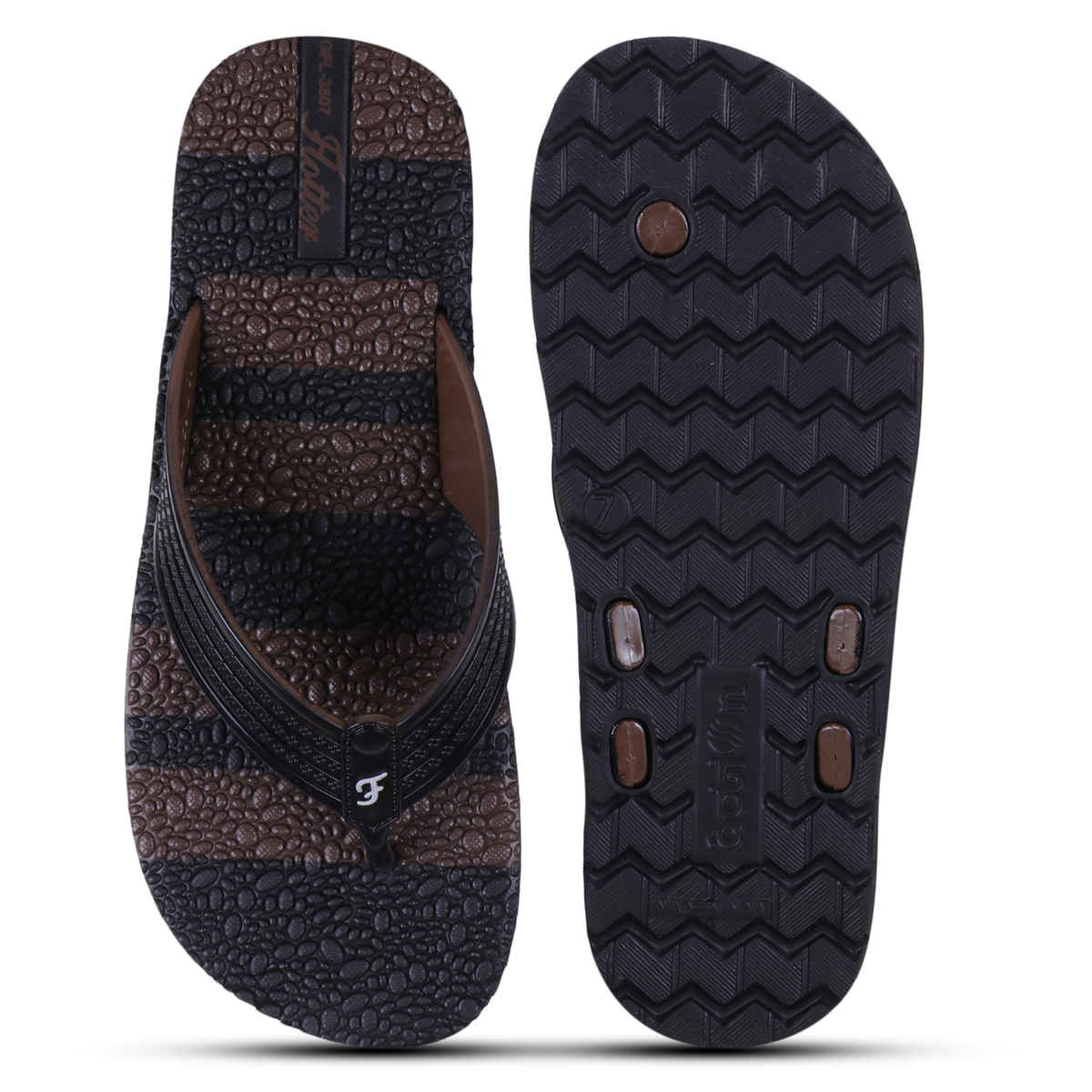 Action Slipper For Men | Gfl-3807 Black-Coffee - UK-7