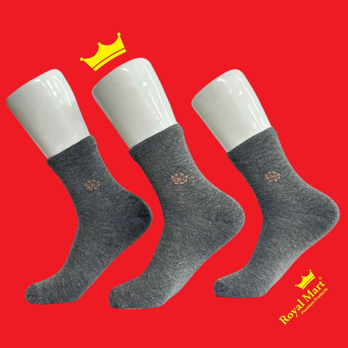 Royal Mart Unisex Solid Cotton Blend Ankle Socks | Dark Grey - Free Size