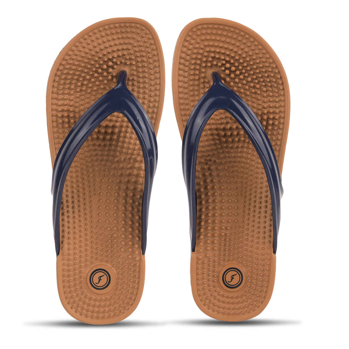 Action Women's Hran-62 Ortho Slippers | Acupressure Insole | Pain Relief Insole | Wood and Blue - UK 7