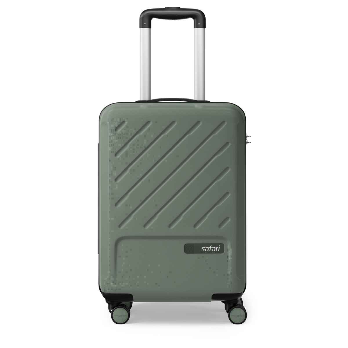 Safari Symphony 56cm Cabin Trolley Bag Hard Polycarbonate 8 Wheels 360 Degree Wheeling, Thyme Green