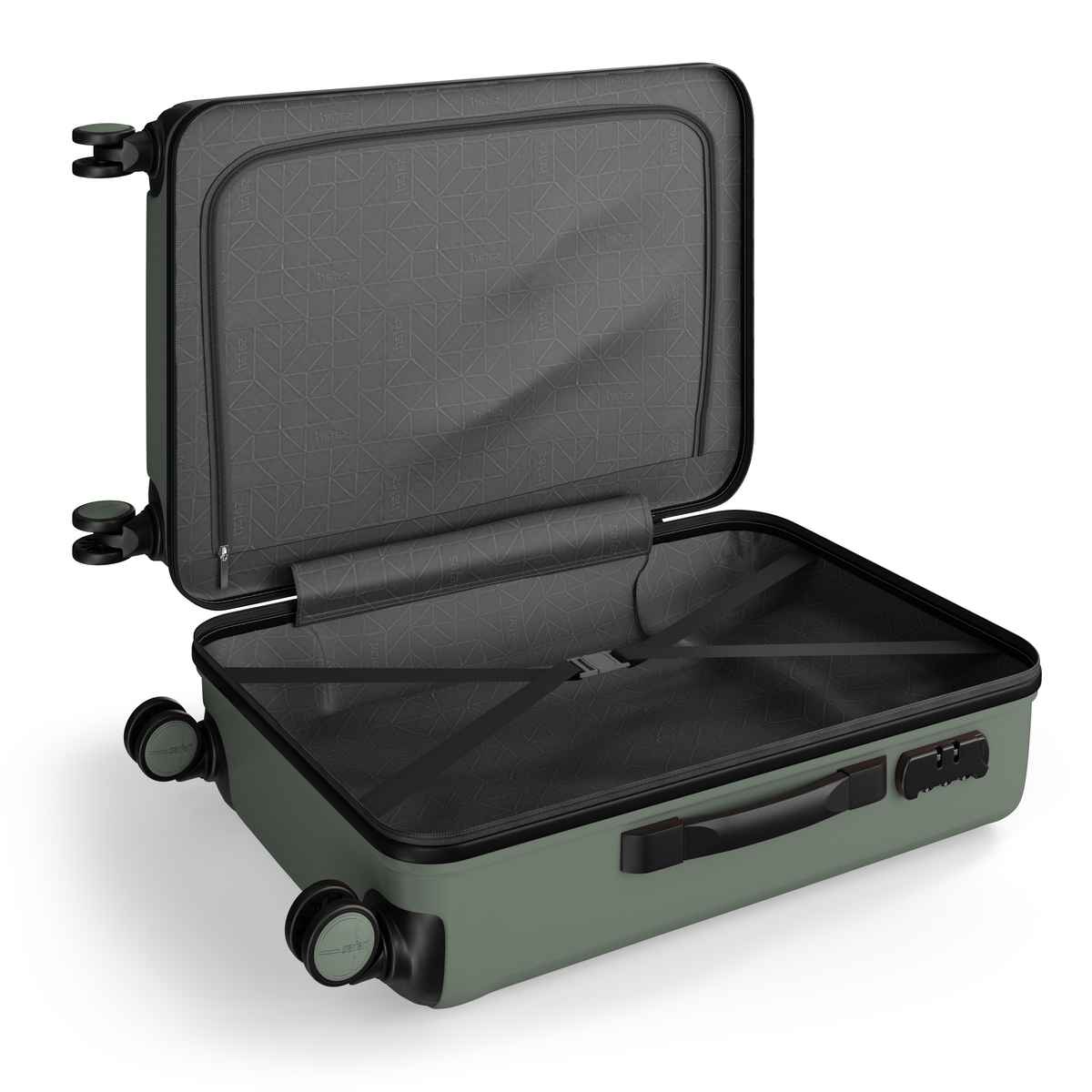 Safari Symphony 66cm Medium Checkin Size Trolley Bag Hard Polycarbonate 8 Wheels, Thyme Green