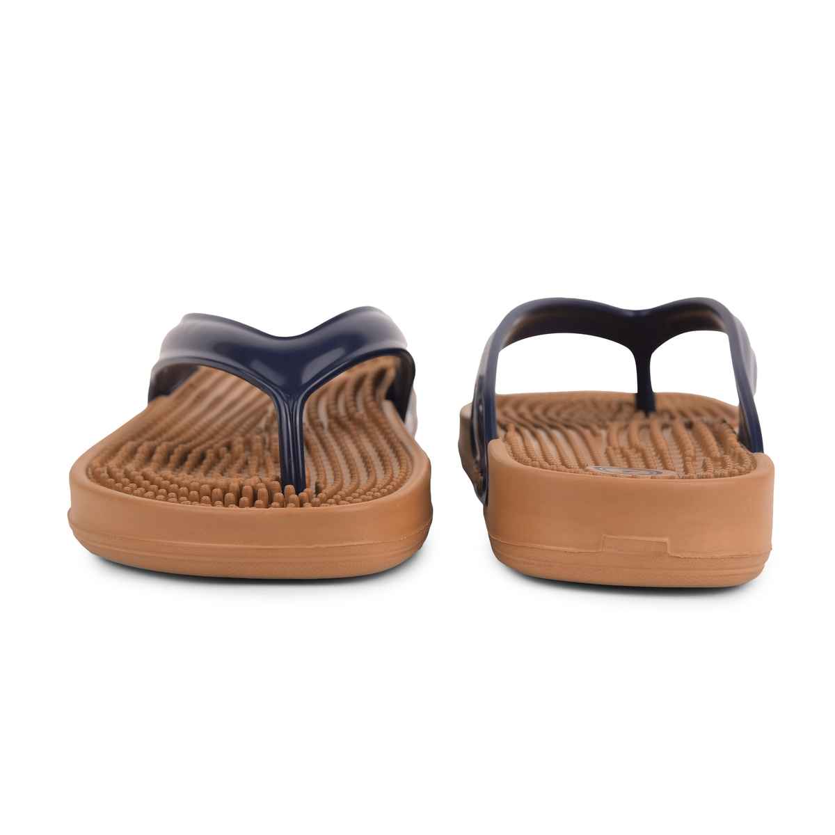 Action Women's Hran-62 Ortho Slippers | Acupressure Insole | Pain Relief Insole | Wood and Blue - UK 7