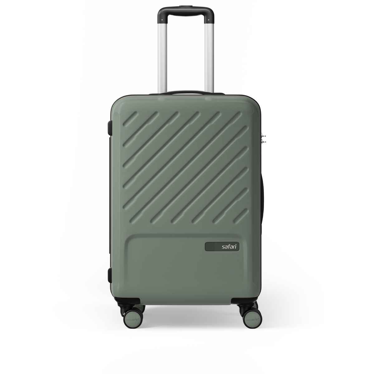 Safari Symphony 66cm Medium Checkin Size Trolley Bag Hard Polycarbonate 8 Wheels, Thyme Green