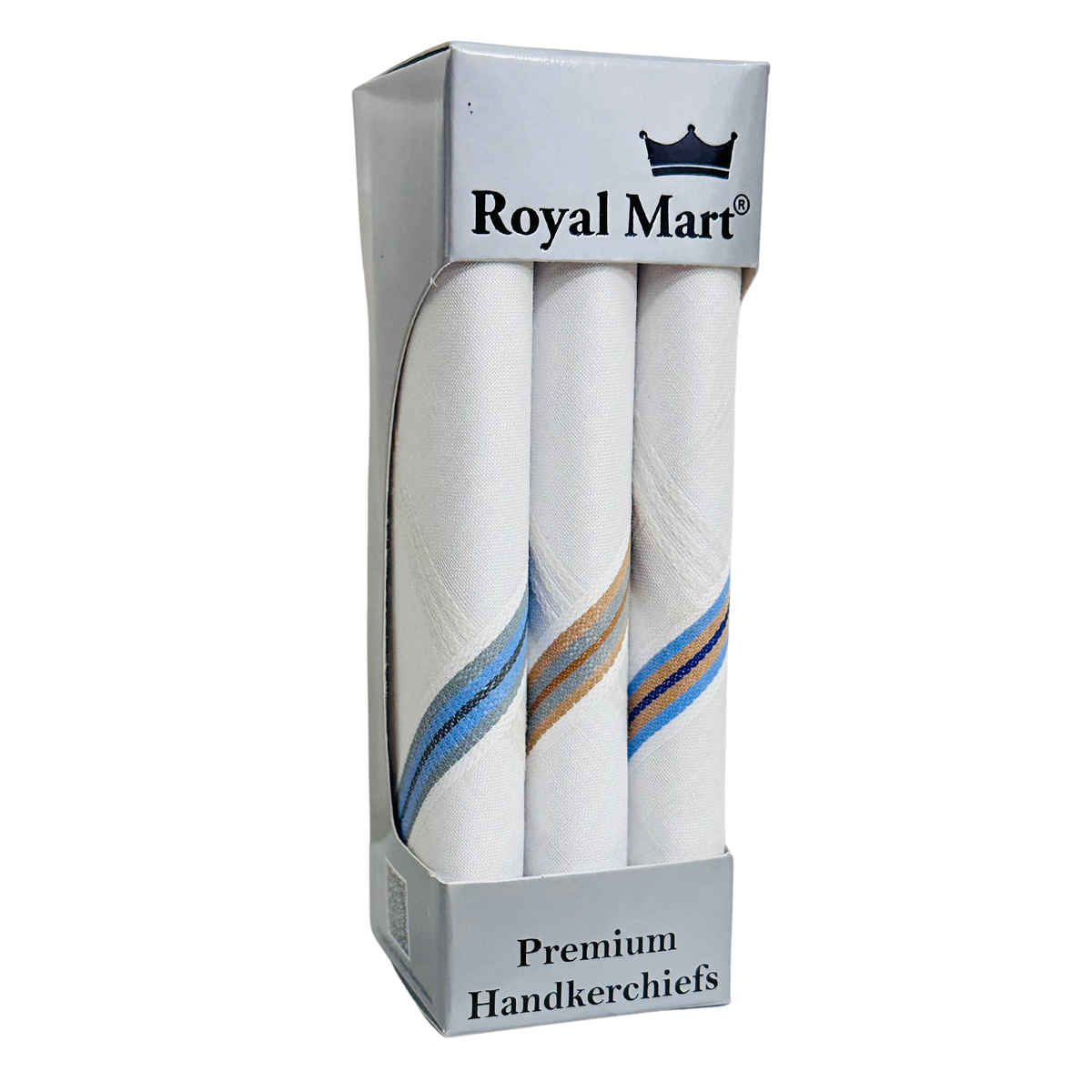 Royal Mart Men's Striped Cotton Handkerchief | White