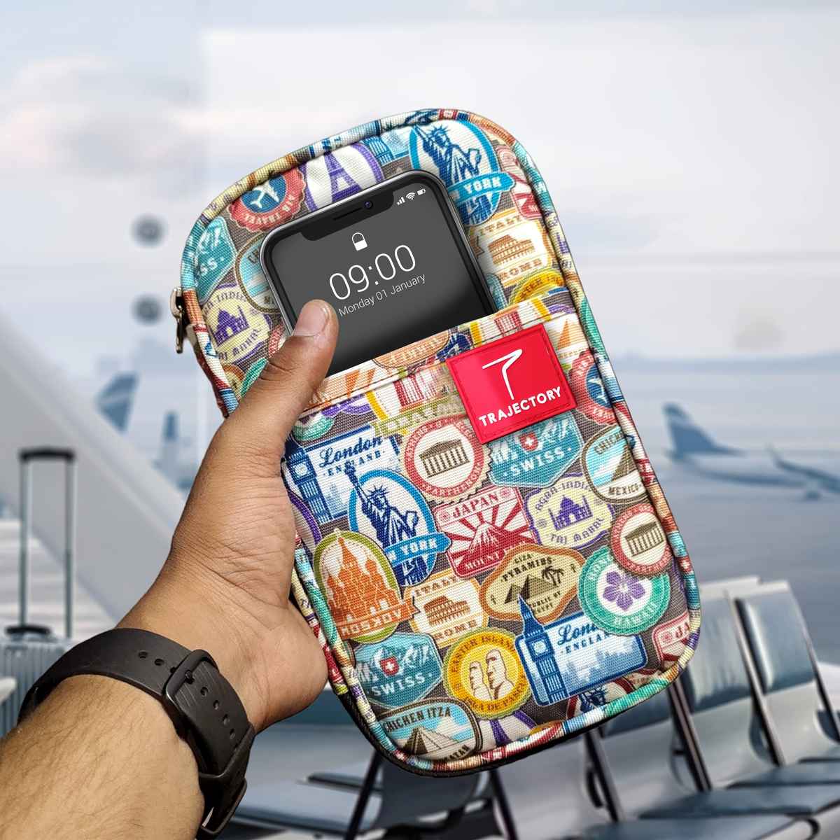 Trajectory Unisex Printed Polyester Passport Holder | Multicolour