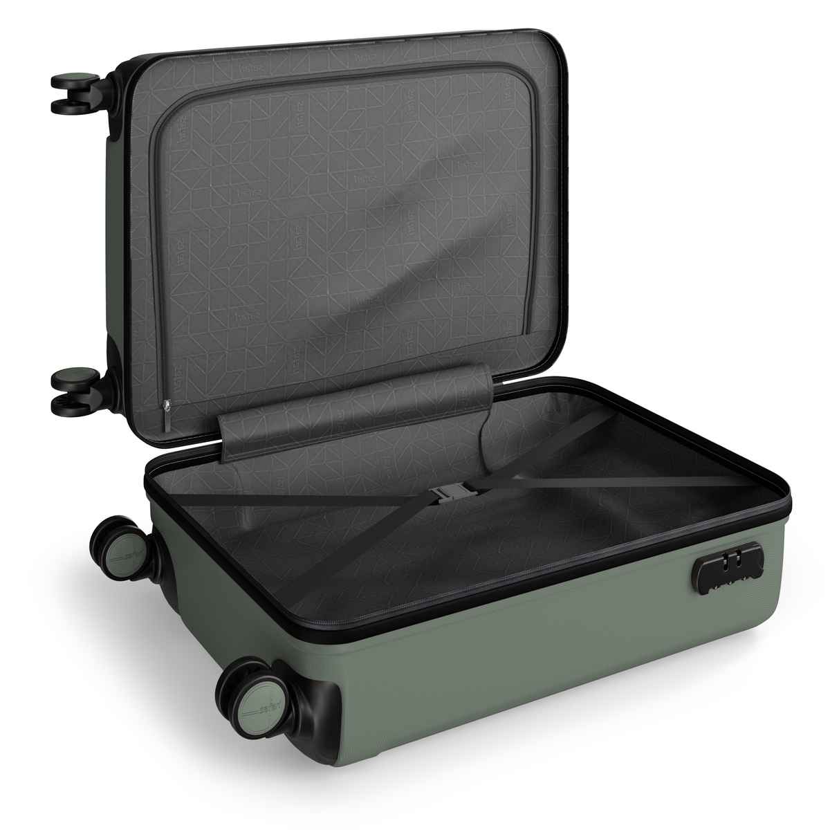 Safari Symphony 56cm Cabin Trolley Bag Hard Polycarbonate 8 Wheels 360 Degree Wheeling, Thyme Green