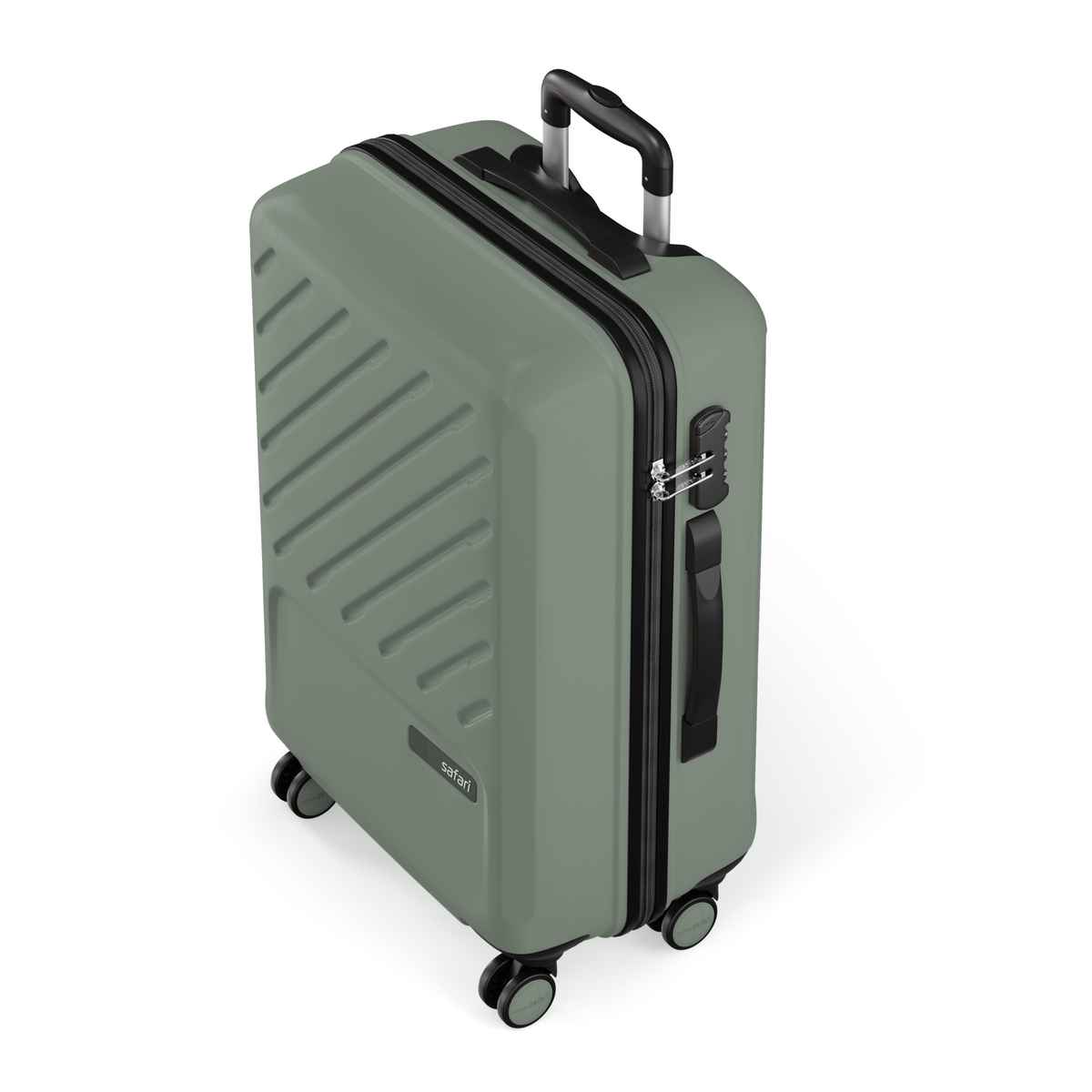 Safari Symphony 66cm Medium Checkin Size Trolley Bag Hard Polycarbonate 8 Wheels, Thyme Green