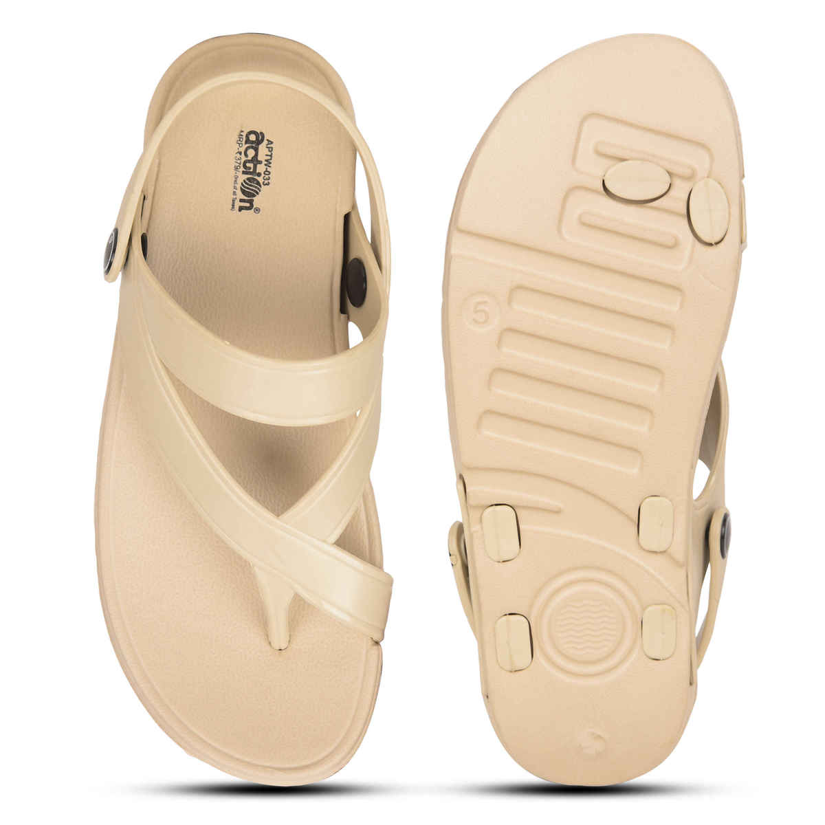 Action Women's Aptw-33 Backstrap Sandals | Office Wear | Comtable Sandals | Beige - UK 5
