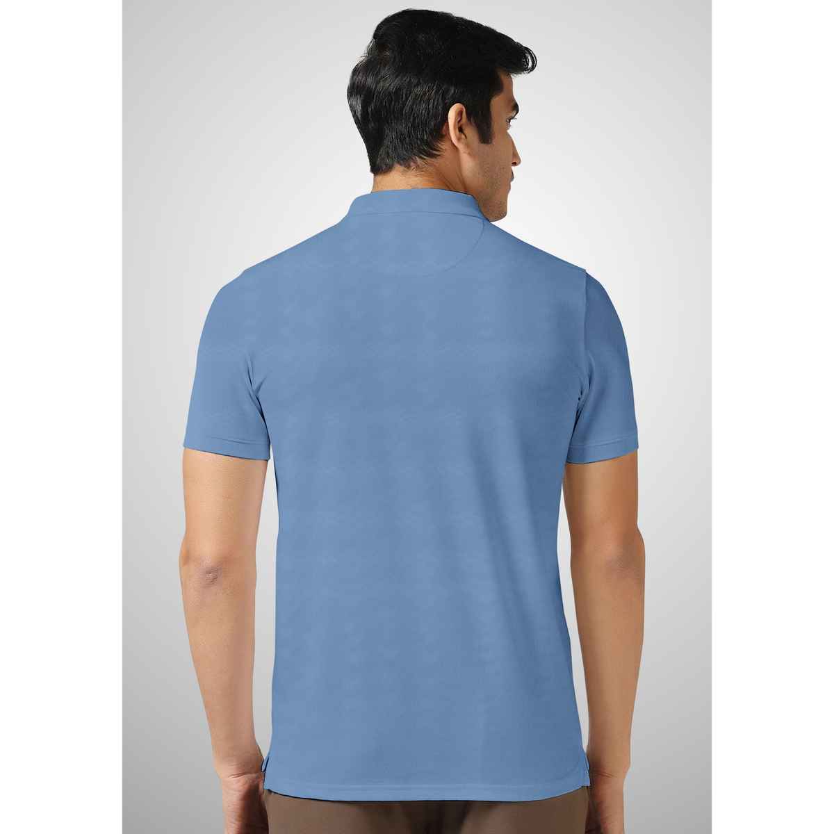 FTX Men s Solid Polo Neck Polyester Half Sleeve Casual T-shirt | Blue | M