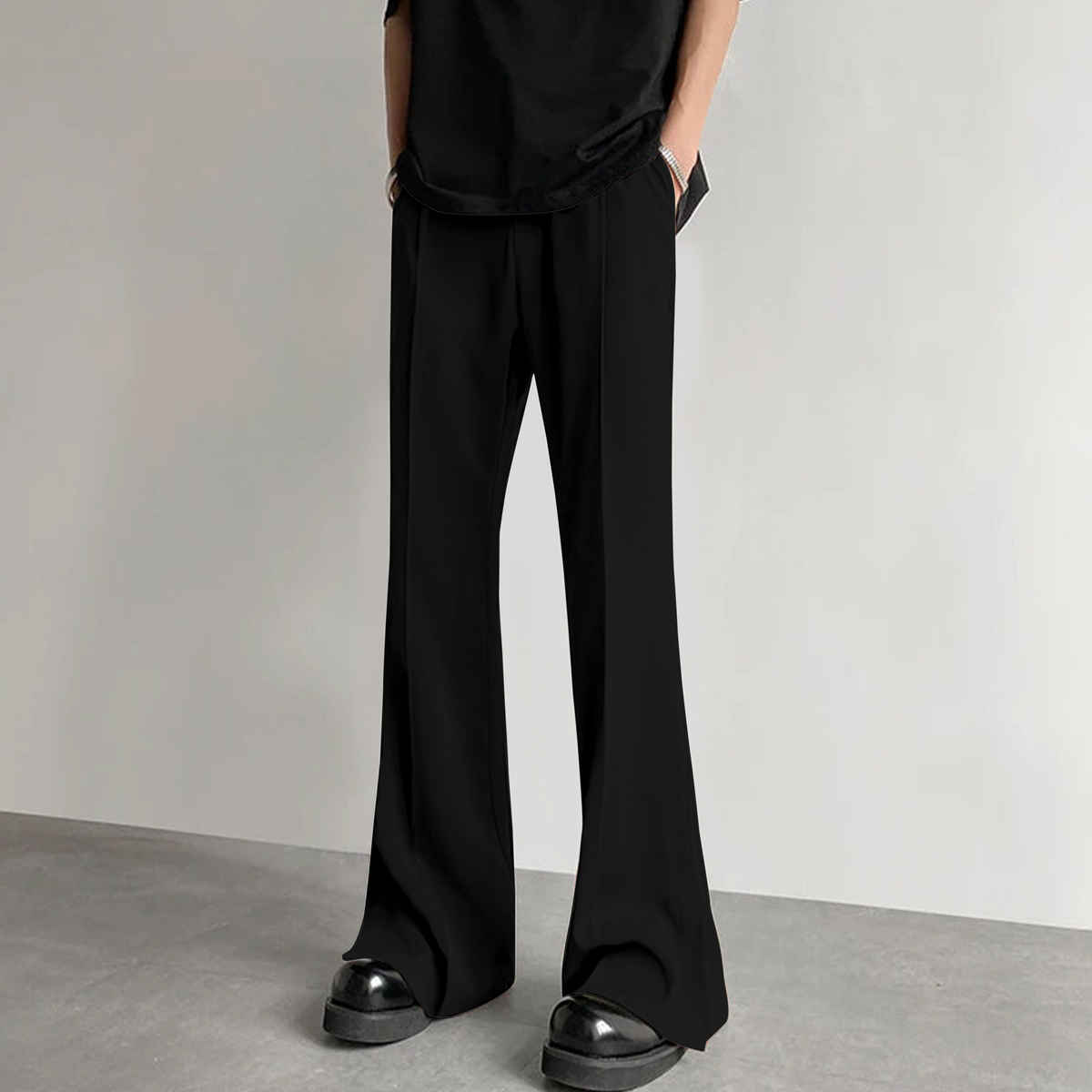 FTX Men's Loose Fit Solid Formal Bell Bottom Trouser | Black - 30