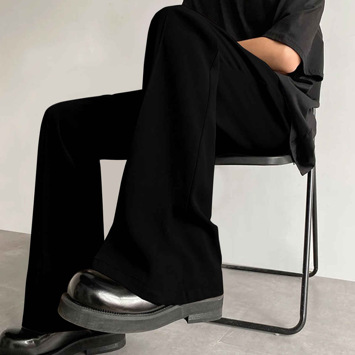 FTX Men's Loose Fit Solid Formal Bell Bottom Trouser | Black - 30