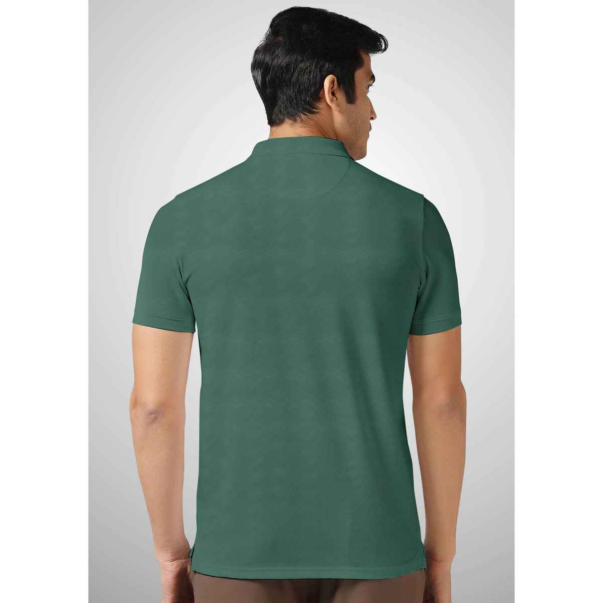 FTX Men s Solid Polo Neck Polyester Half Sleeve Casual T-shirt | Green | S