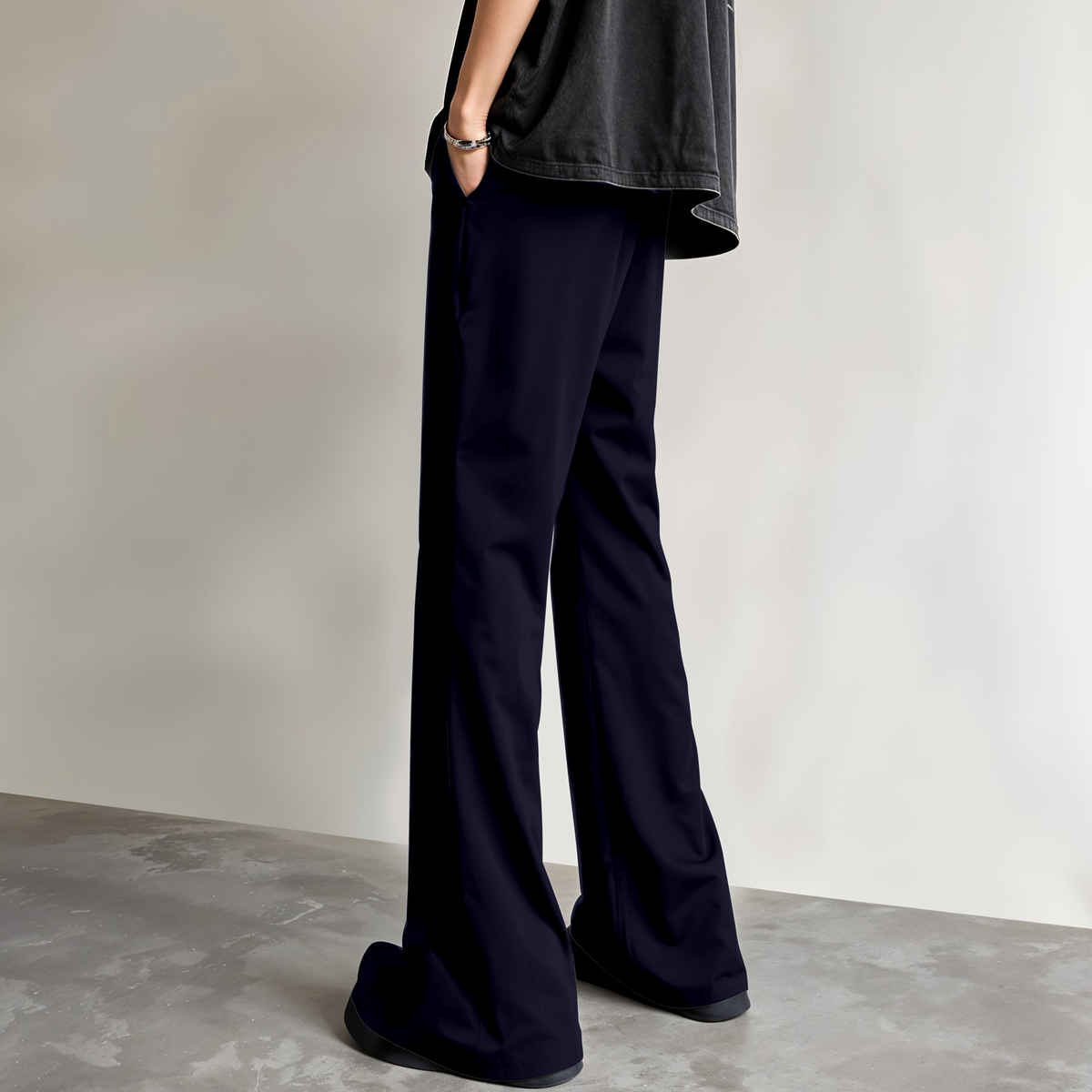 FTX Men's Loose Fit Solid Formal Bell Bottom Trouser | Blue - 36