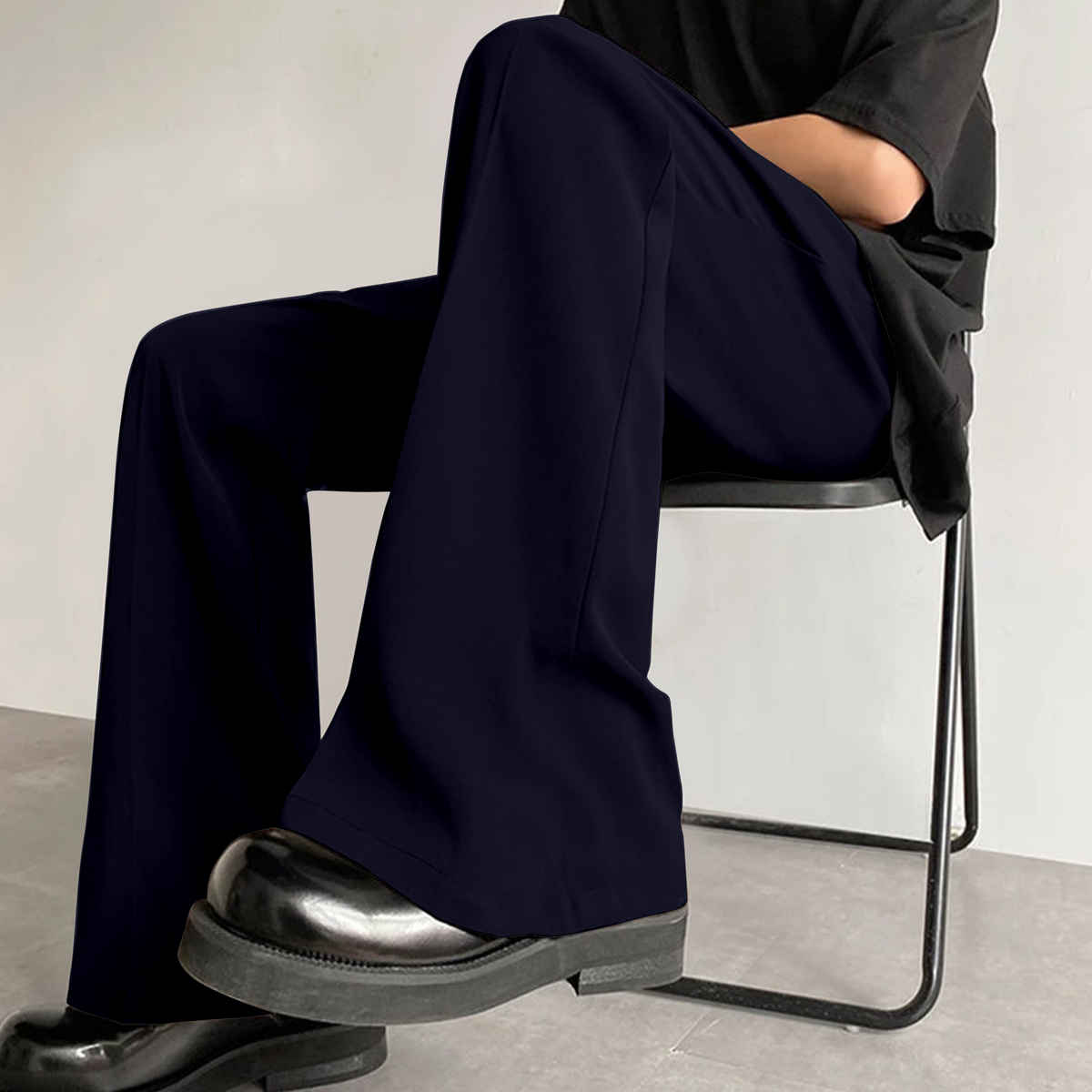 FTX Men's Loose Fit Solid Formal Bell Bottom Trouser | Blue - 30