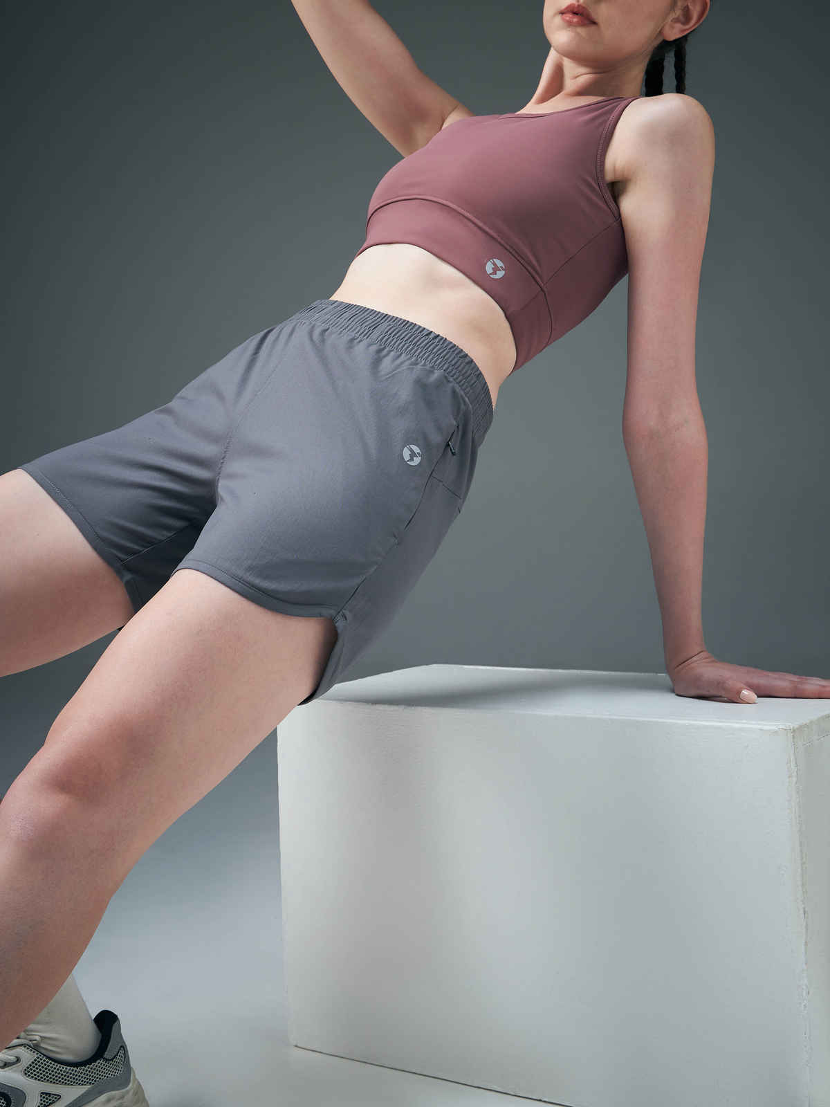 Technosport Women's Regular Fit Sports Shorts with TS FLEXI for Running & Gym | Grey - M