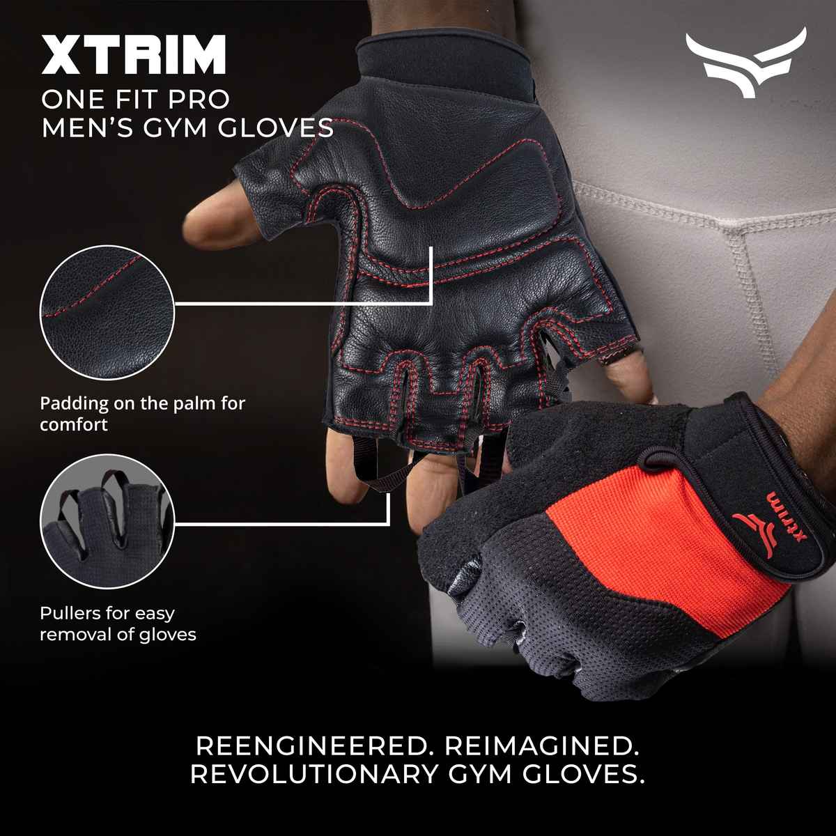 Xtrim Men's Solid Leather Gloves | Red - Free Size