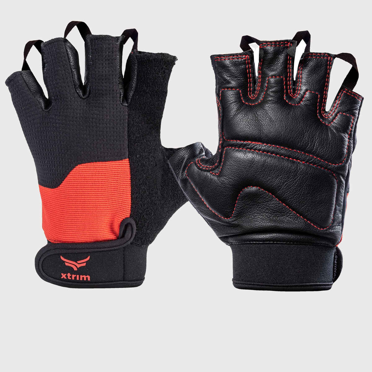 Xtrim Men's Solid Leather Gloves | Red - Free Size