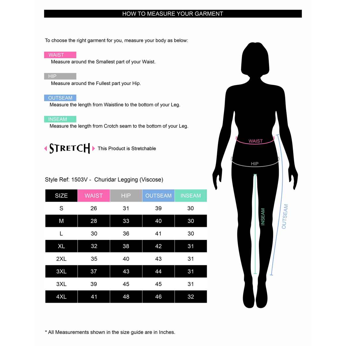 Twin Birds Women's Viscose Churidar Legging | 1503V | Vanilla - M