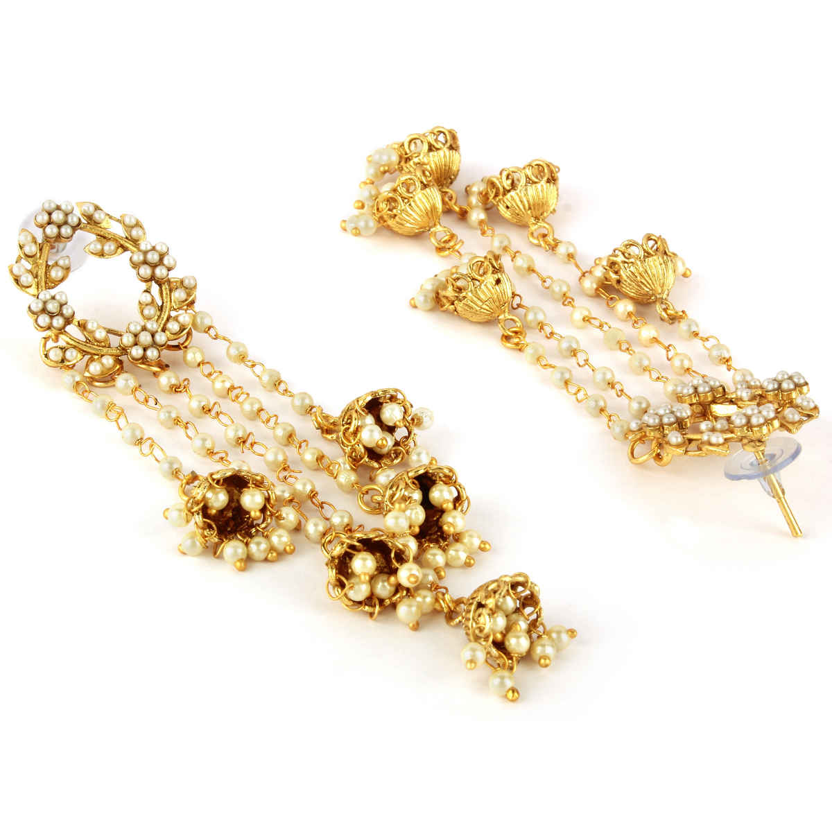 Shining Diva Fashion Gold Plated Stylish Pearl Jhumka Jhumki Earrings for Women and Girls | 8630er